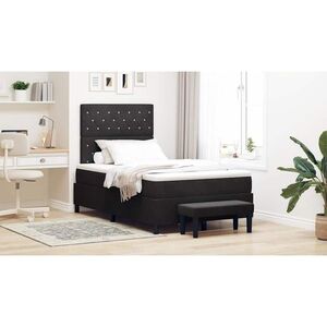 Imagine vidaXL Pat cu arcuri cu pernă cu headboard Negru 190 x 120 cm Catifea