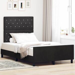 Imagine vidaXL Pat cu arcuri cu headboard Negru 120 x 200 cm Catifea