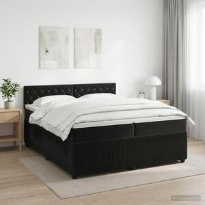 Imagine vidaXL Pat boxspring cu saltea cu headboard Negru 200 x 200 cm Catifea