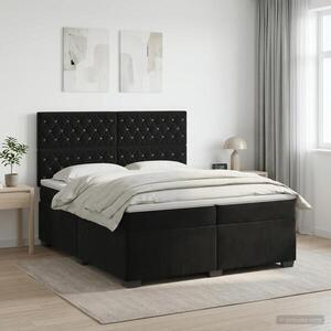 Imagine vidaXL Pat boxspring cu saltea cu headboard Negru 200 x 200 cm Catifea