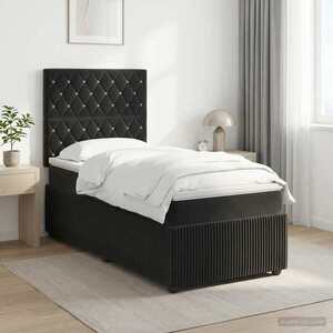 Imagine vidaXL Pat boxspring cu saltea cu headboard Negru 80 x 200 cm Catifea
