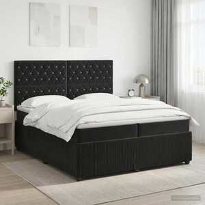 Imagine vidaXL Pat boxspring cu saltea cu headboard Negru 200 x 200 cm Catifea