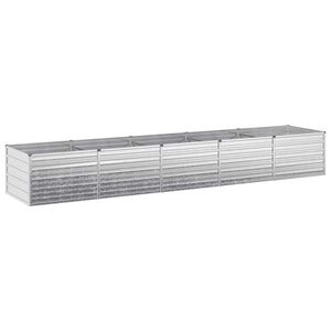 Imagine vidaXL Pat de grădină ridicat Argintiu 400 x 80 x 55 cm galvanizat