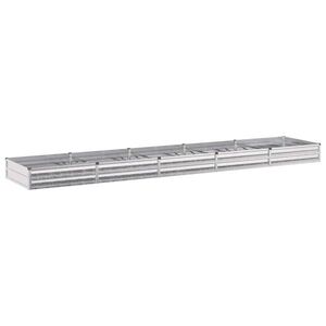 Imagine vidaXL Pat de grădină ridicat Argintiu 400 x 80 x 24 cm galvanizat