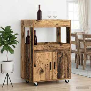 Imagine vidaXL Carucior de Bar Lemn de stejar 60 x 39.5 x 89 cm Lemn prelucrat