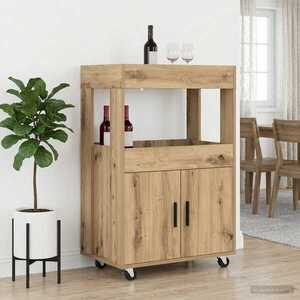 Imagine vidaXL Carucior de Bar Stejar Artizanal 60 x 39.5 x 89 cm