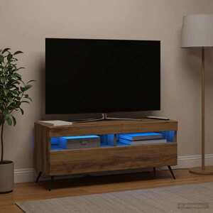 Imagine vidaXL Cabinet TV cu LED Stejar Artizanal Lemn prelucrat
