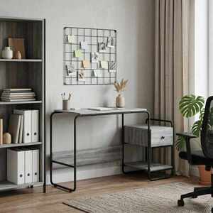 Imagine vidaXL Birou cu spațiu de depozitare Sonoma gri 131, 5 x 50 x 75, 5 cm