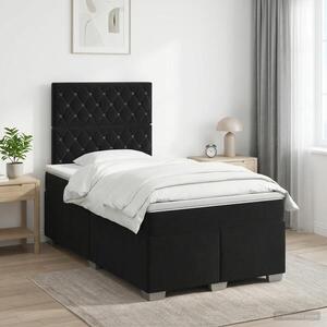 Imagine vidaXL Pat boxspring cu saltea cu headboard Negru 120 x 190 cm Catifea