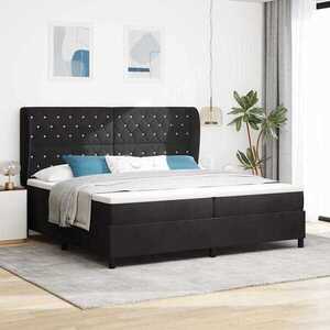 Imagine vidaXL Pat cu arcuri cu saltea cu headboard Negru 200 x 200 cm Catifea