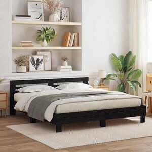 Imagine vidaXL Cadru de pat Stejar Negru 180 x 200 cm Lemn prelucrat