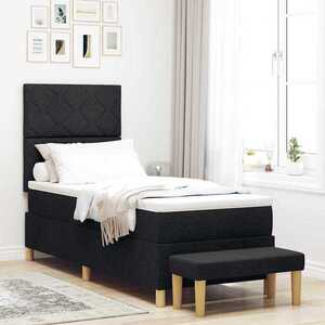 Imagine vidaXL Pat cu arcuri cu pernă cu headboard Negru 200 x 80 cm țesătură