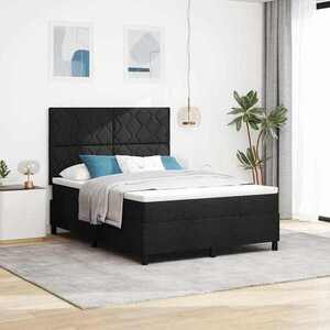 Imagine vidaXL Pat cu arcuri cu headboard Negru 160 x 200 cm țesătură