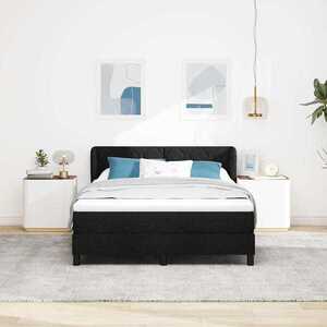 Imagine vidaXL Pat cu arcuri cu headboard Negru 160 x 200 cm țesătură