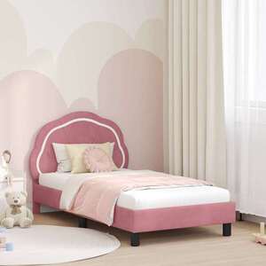 Imagine vidaXL Cadru de pat pentru copii cu spătar Roz 80 x 160 cm Catifea
