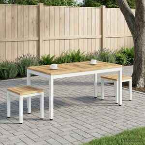 Imagine vidaXL Masă de cafea Alb 50 x 100, 5 x 45 cm Lemn Solid de Acacia