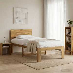 Imagine vidaXL Cadru de pat single cu tablie ROSTOCK Alb 100 x 200 cm