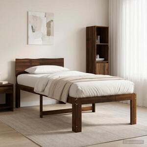 Imagine vidaXL Cadru de pat single cu tablie ROSTOCK Maro închis 80 x 200 cm