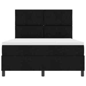 Imagine vidaXL Pat cu arcuri cu benzi LED Negru 160 x 200 cm țesătură