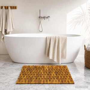 Imagine vidaXL Covorașe de baie natural 55 x 80 cm Lemn Solid de Acacia