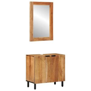 Imagine vidaXL Set dulap baie 2 buc. natural 62 x 33 x 58 cm