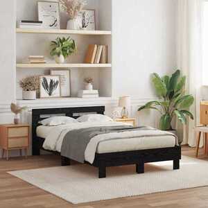 Imagine vidaXL Cadru de pat Stejar Negru 120 x 200 cm Lemn prelucrat