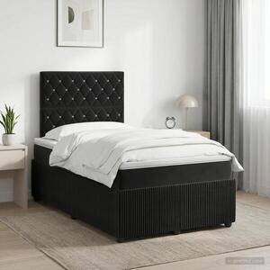 Imagine vidaXL Pat boxspring cu saltea cu headboard Negru 120 x 190 cm Catifea