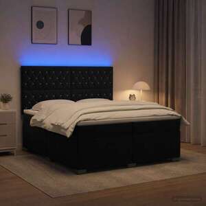 Imagine vidaXL Pat boxspring cu saltea cu benzi LED Negru 200 x 200 cm Catifea