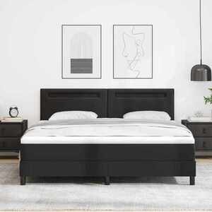 Imagine vidaXL Pat cu arcuri cu benzi LED Negru 180 x 200 cm Piele artificială