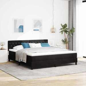 Imagine vidaXL Pat cu arcuri cu saltea cu headboard Negru 180 x 200 cm Catifea