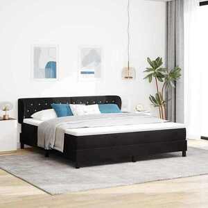 Imagine vidaXL Pat cu arcuri cu headboard Negru 180 x 200 cm Catifea
