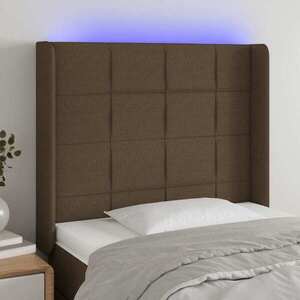 Imagine vidaXL Tăblie de pat cu LED, maro închis, 83x16x118/128 cm, textil