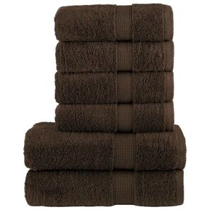 Imagine vidaXL Set de prosoape premium SOLUND, 6 piese, maro, 600 g/m²