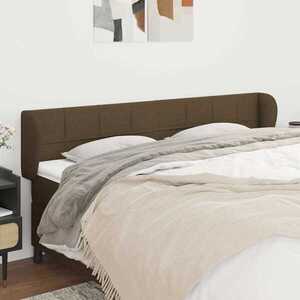 Imagine vidaXL Tăblie de pat cu aripioare maro închis 163x23x78/88 cm textil
