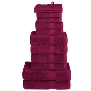 Imagine vidaXL Set de prosoape premium SOLUND, 12 piese, bordo, 600 g/m²