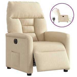 Imagine vidaXL Fotoliu rabatabil electric, crem, material textil