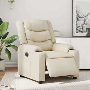 Imagine vidaXL Fotoliu rabatabil electric, crem, piele ecologică