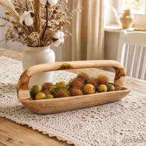 Imagine vidaXL Fruit Bowl JEPARA Teak Brown 61 x 21 x 21 cm