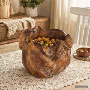 Imagine vidaXL Fructieră JEPARA Maro Teak Ø 35 cm Lemn solid de tec