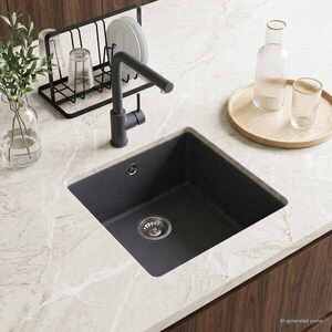 Imagine vidaXL Chiuvetă de bucătărie cu o cuvă Granit 43 x 46 x 20 cm Grafit
