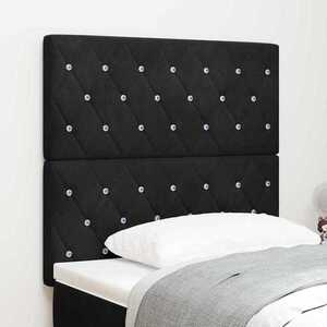 Imagine vidaXL Tăblie LED cu benzi LED cu headboard Manual Negru 90 cm Catifea