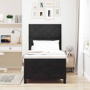 Imagine vidaXL Pat cu arcuri cu headboard Negru 90 x 190 cm Catifea