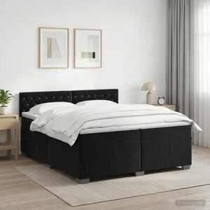 Imagine vidaXL Pat boxspring cu saltea cu headboard Negru 200 x 200 cm Catifea