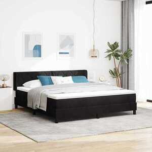 Imagine vidaXL Pat cu arcuri cu headboard Manual Negru 200 x 180 cm Catifea