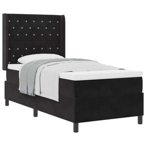 Imagine vidaXL Pat cu arcuri cu saltea cu headboard Negru 90 x 190 cm Catifea