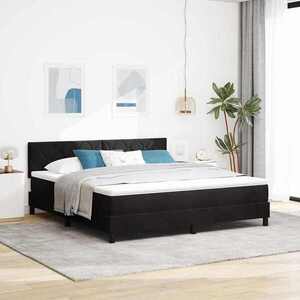 Imagine vidaXL Pat cu arc LED cu headboard Negru 180 x 200 cm Catifea