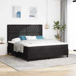 Imagine vidaXL Pat cu arc LED cu saltea Negru 180 x 200 cm Catifea