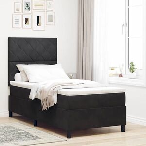 Imagine vidaXL Pat cu arc LED cu headboard Negru 90 x 190 cm Catifea