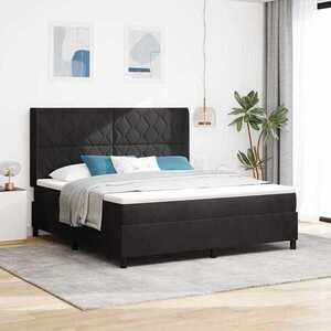 Imagine vidaXL Pat cu arcuri cu benzi LED Negru 180 x 200 cm Catifea
