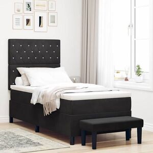 Imagine vidaXL Pat cu arcuri cu headboard Negru 190 x 90 cm Catifea